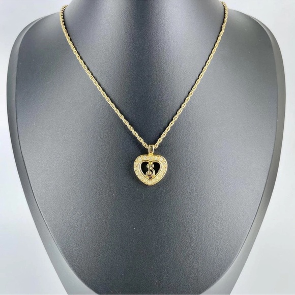 Burberry Jewelry - Burberry’s Gold Heart Pendant Rhinestone Necklace